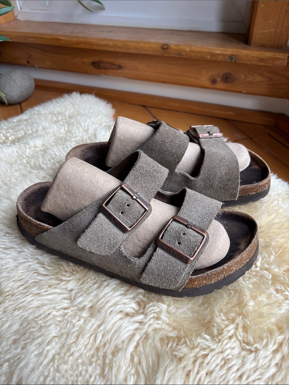 Suede Birkenstock Arizona Sandals